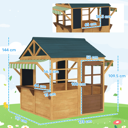 AIYAPLAY Wooden Playhouse for Kids Outdoor, Foldable Wendy House, Brown