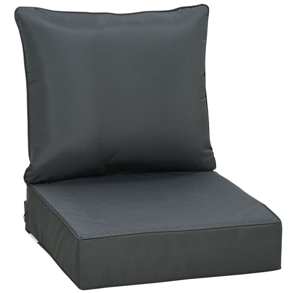 Outsunny Deep Seat Cushion Set - Grey, Removable/Washable Covers