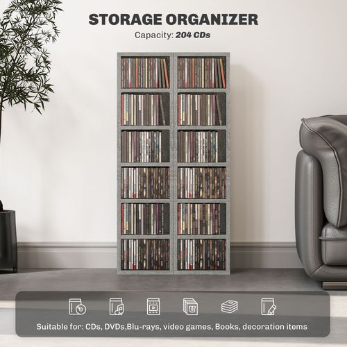 HOMCOM Set of 2 CD Storage Units with Adjustable Shelves