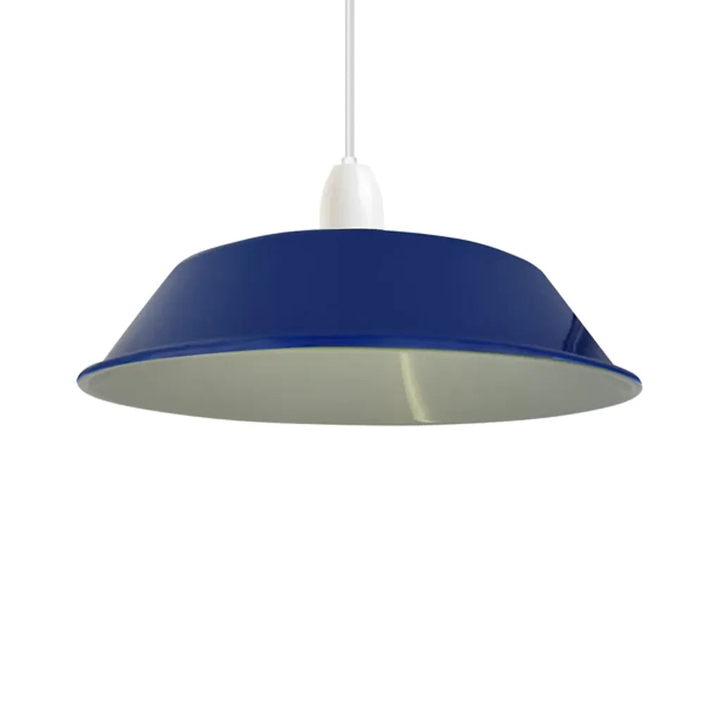 Navy Blue Retro Vintage Lampshade Easy Fit E27 Base Industrial Pendant Metal 36cm Lamp Light Shades