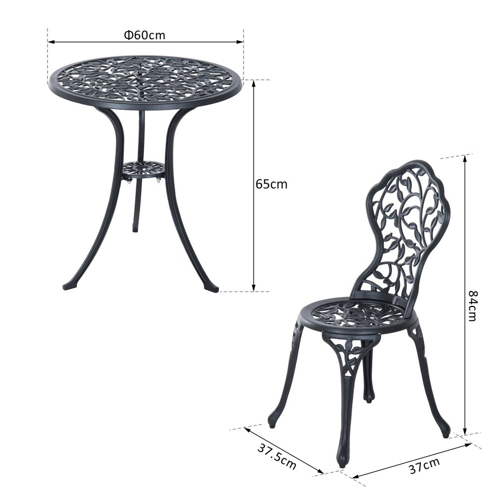 Premium Cast Aluminium 3-Pcs Bistro Set: Elegant Design, Durable Construction - Perfect for Any Outdoor Setting
