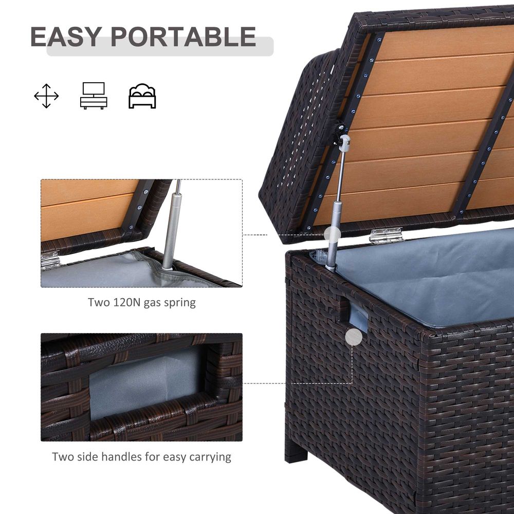 Premium Rattan Garden Storage - 102Lx51Wx51H cm Brown - Cabinet Cushion Box Chest