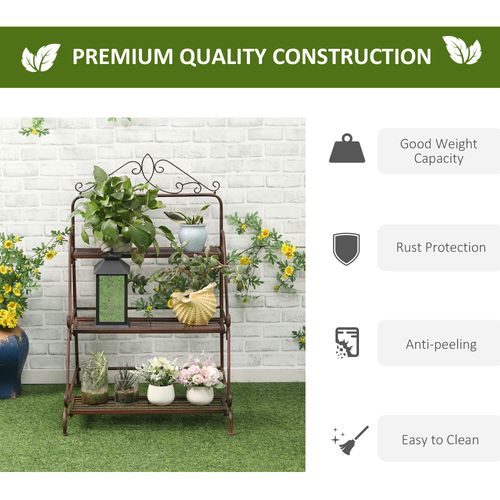 3 Tier Stair Style Metal Plant Stand, Flower Pot Holder Display Shelf