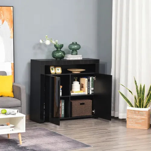 High Gloss LED Cabinet Cupboard Sideboard Console with RGB Lighting Black