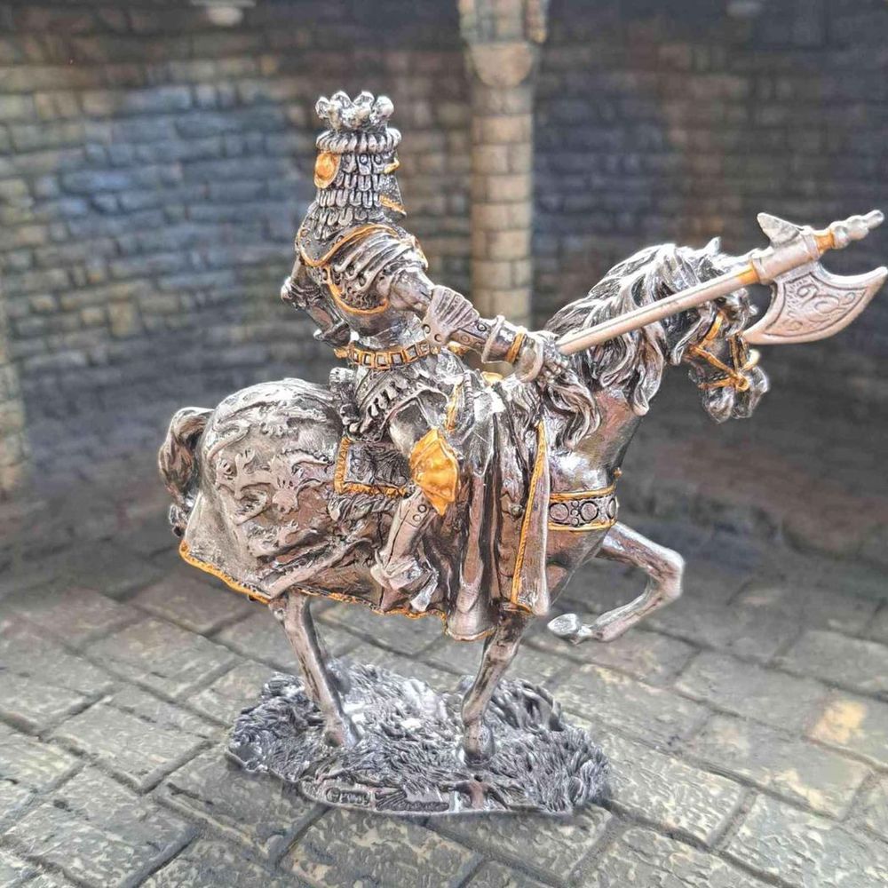 Mounted Knight with Axe (hand-cast statue sculpture) 10cm Height