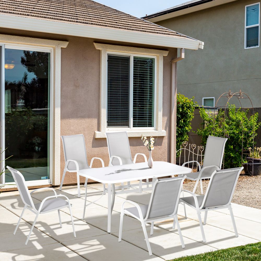 Premium 6 Seater Outdoor Dining Set | Rust-Resistant | Patio Furniture with Umbrella Hole
