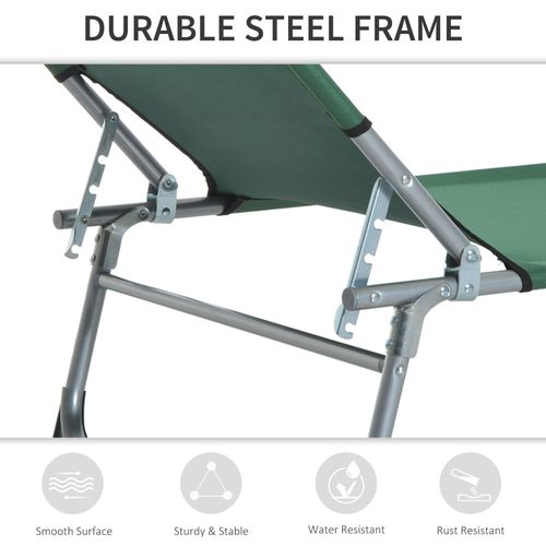 Outsunny Reclining Sun Lounger Chair Folding Camping Bed with 4-Position Adjustable Backrest, for Travel Indoor Outdoor Office Fishing, Green