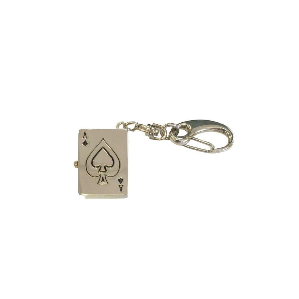 Imperial Key Chain Clock Playing Card Ace Silver IMP749- CLEARANCE NEEDS RE-BATTERY
