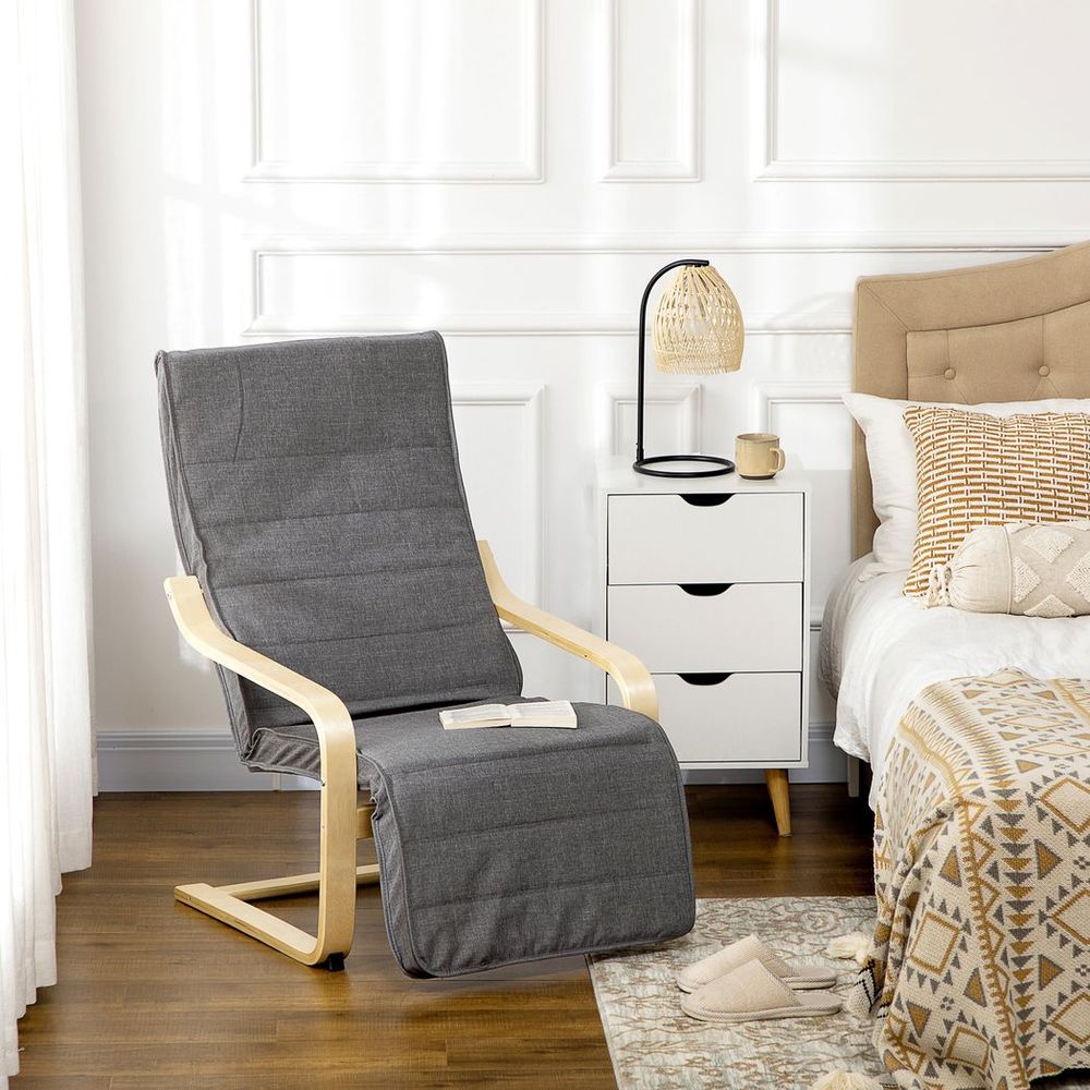 Lounge Chair Recliner Adjustable Footrest Home Dark Grey