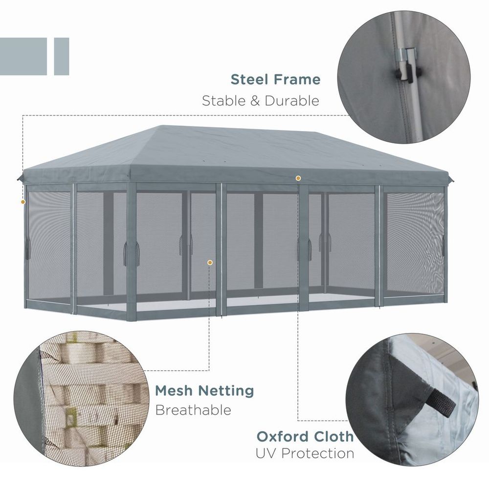 6x3m Pop Up Party Tent Canopy w/ 6 Removable Sidewalls - High-Quality, Easy Assembly - Perfect for Any Occasion!