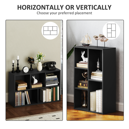 HOMCOM 2-Tier Bookshelf with 5 Open Storage Compartments