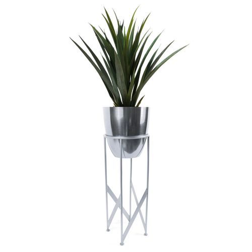 90cm Silver Planter with Artificial Yukka Plant