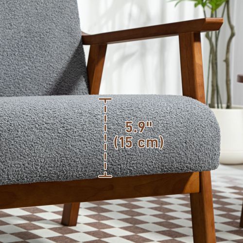 HOMCOM Boucle Accent Chair Armchair W/ Wide Seat for Living Room Bedroom