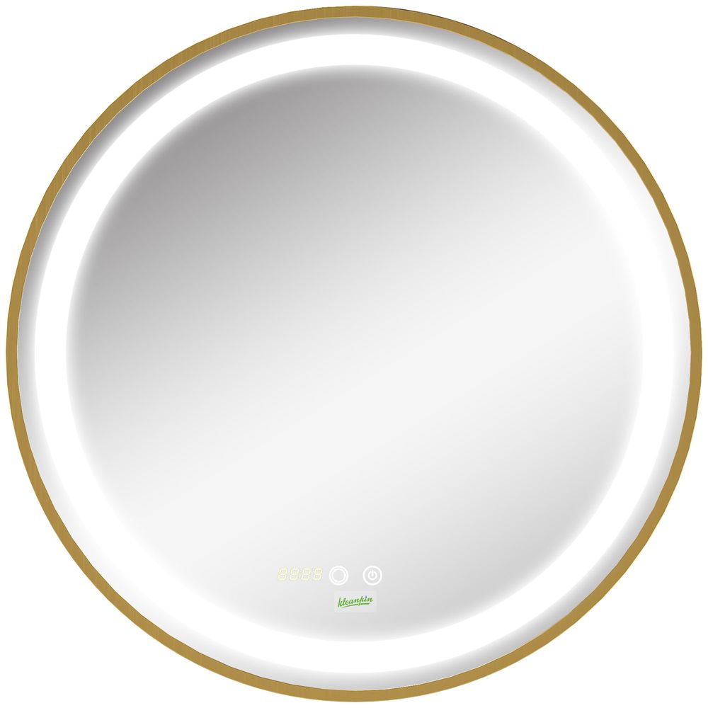 Premium LED Bathroom Mirror Wall Mounted - Round Vanity Mirror, Lights, Time Display, Adjustable Brightness - Best Quality!