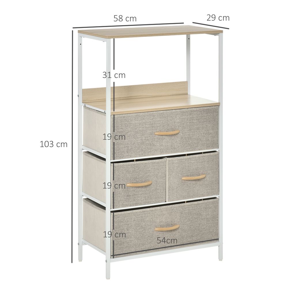 Premium White Chest with 4 Fabric Bins - Ample Storage & Sturdy Structure