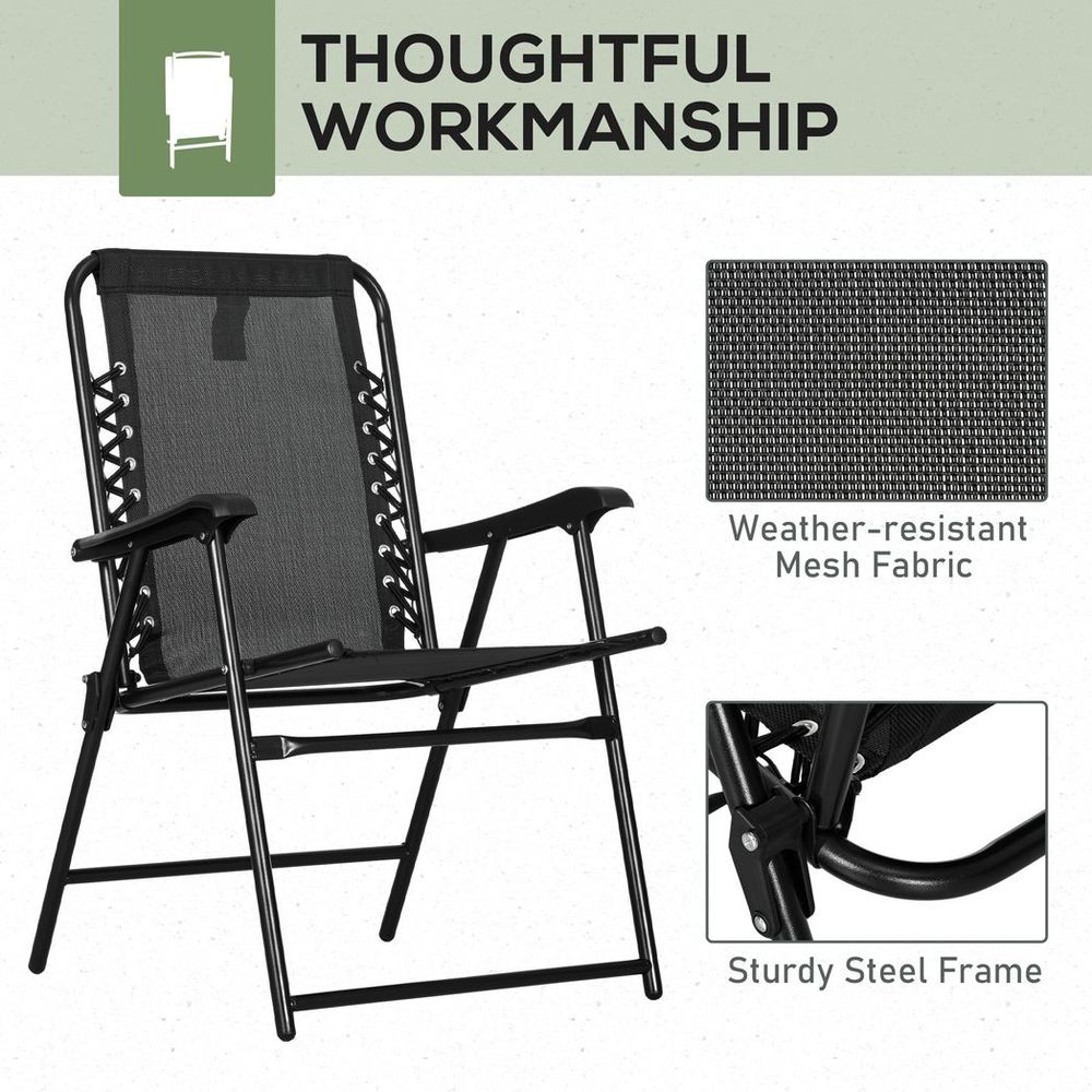 Premium Outsunny Patio Chairs: 2-Pack Folding Loungers, Portable & Durable - Black