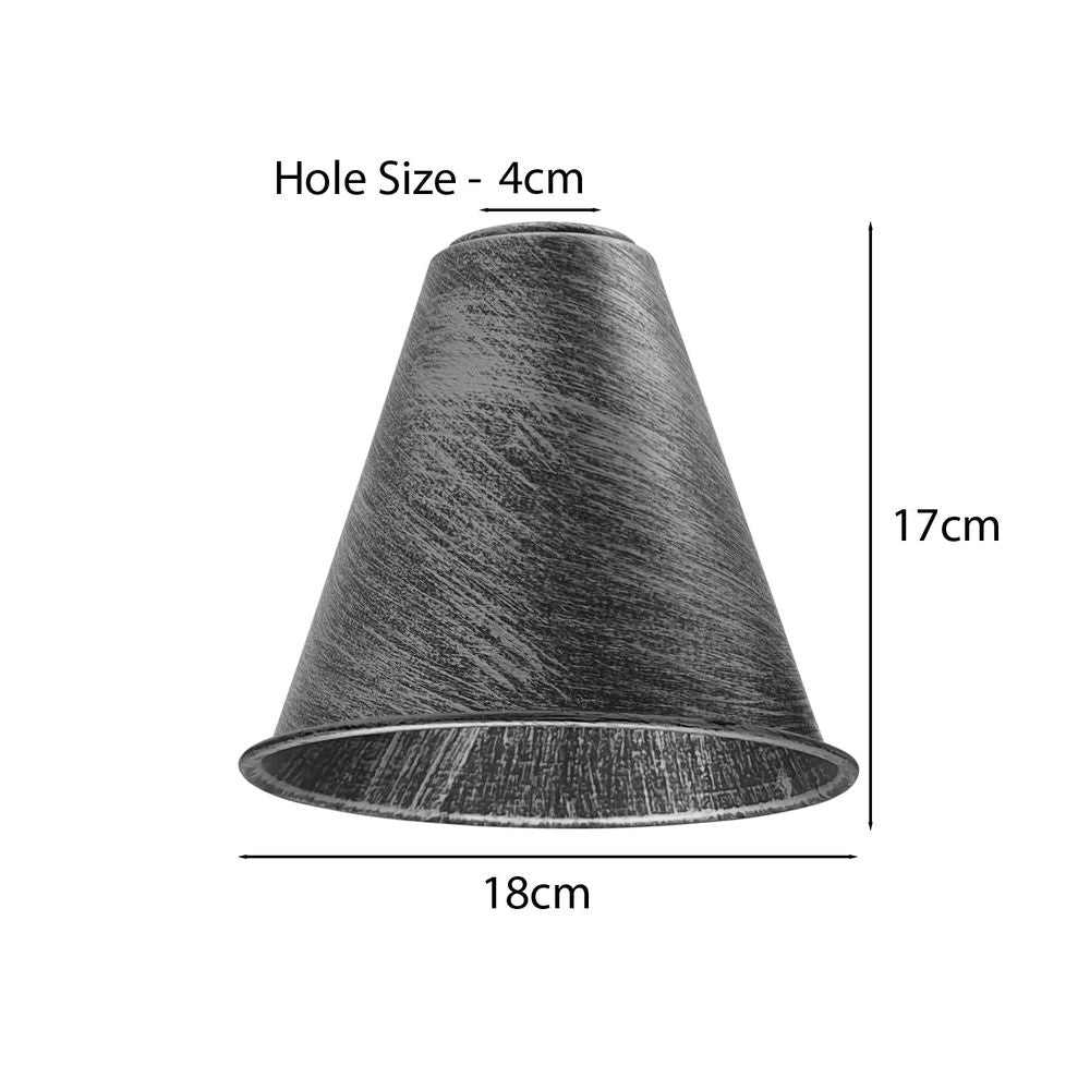Vintage Retro Metal Cone Shade - Pack of 2 - 18cm Diameter - Easy Fit - High Quality