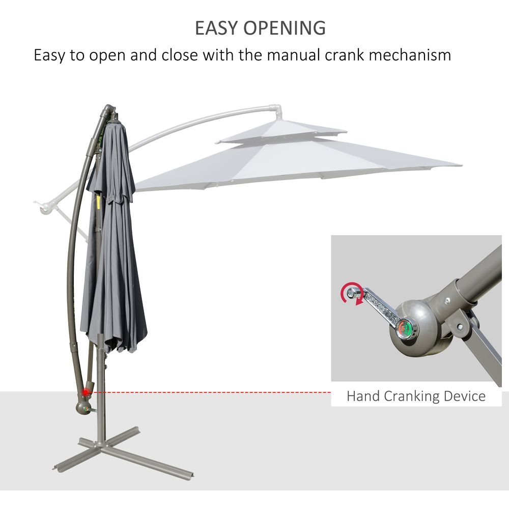 Premium Dark Grey Banana Parasol Umbrella - 2.7m Cantilever Handle. Steel Frame. Sturdy & Stylish. Shade & Comfort.