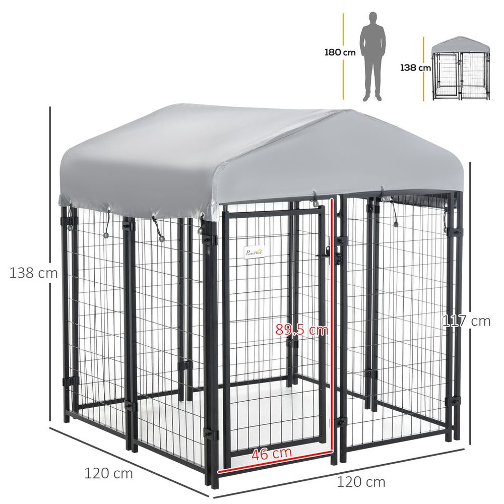 Premium Metal Dog Kennel with Canopy | Spacious & Secure | Weatherproof | Lockable Doors