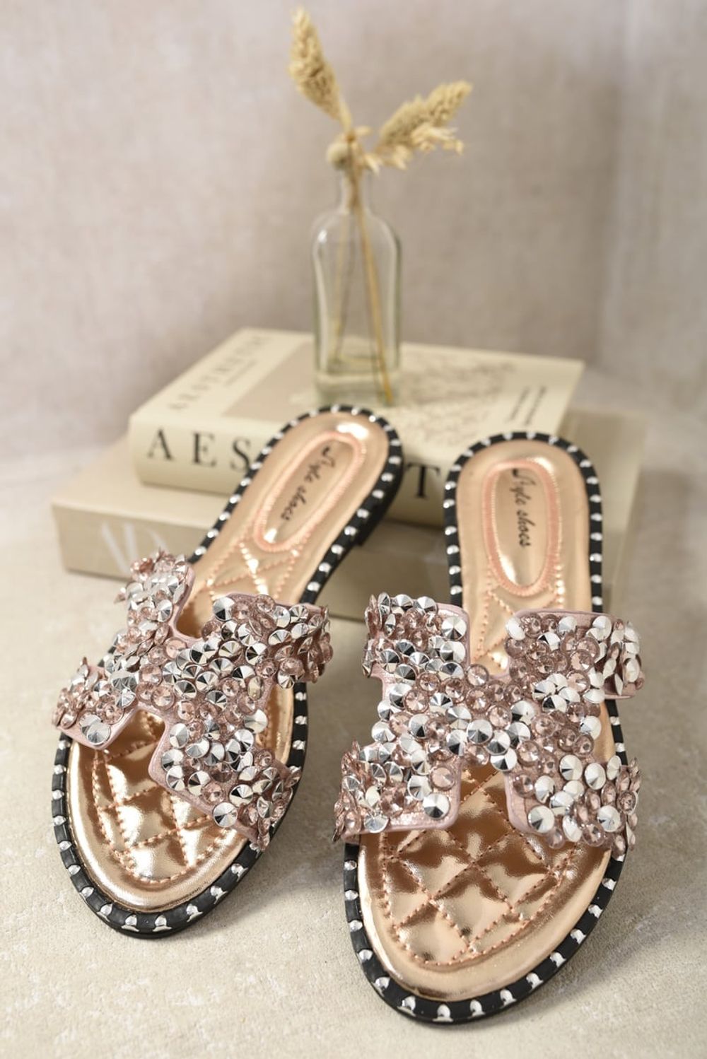 Desiree Embellished Open Toe Flat Sandals - Style & Comfort in Every Step!