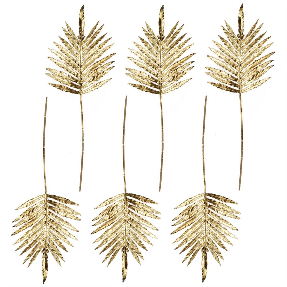 6 Gold Palm Leaf Decorations - 95cm Fake Monstera Cheese Plant Leaves for Stunning Arrangements