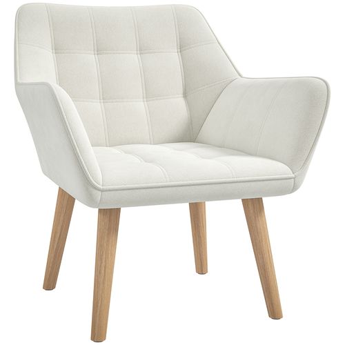 HOMCOM Velvet-Feel Accent Chair with Arms Slanted Back Wood Legs
