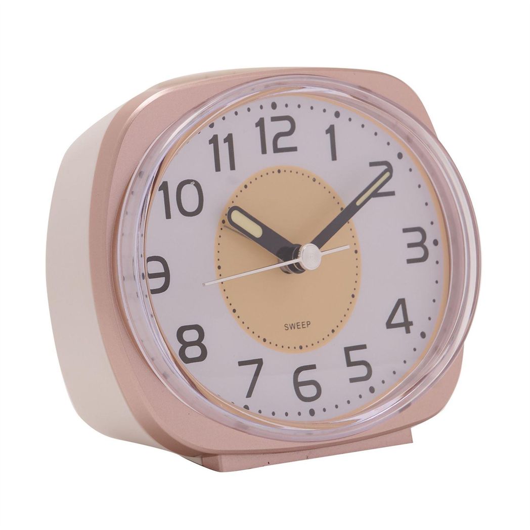 Wm.Widdop Silent Sweep Oval Face Blinking Light Alarm Clock  - Rose Gold