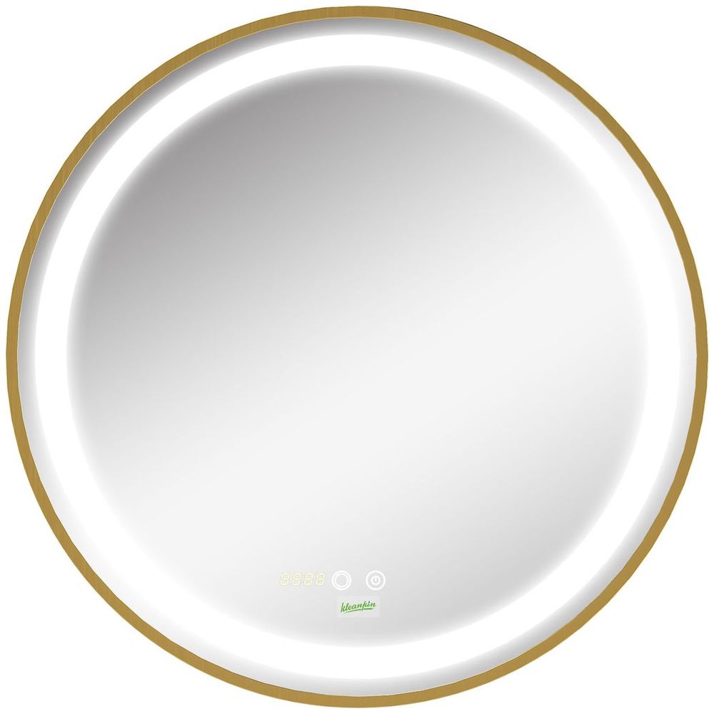 Premium LED Bathroom Mirror Wall Mounted - Round Vanity Mirror, Lights, Time Display, Adjustable Brightness - Best Quality!