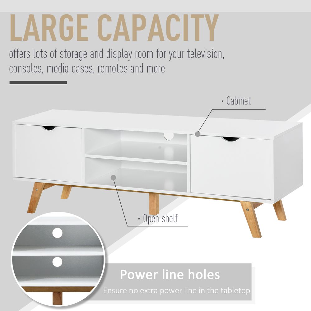 Modern White Particle Board TV Stand - 4 Compartments - High-Quality & Durable - Perfect for Electronics & Media Units