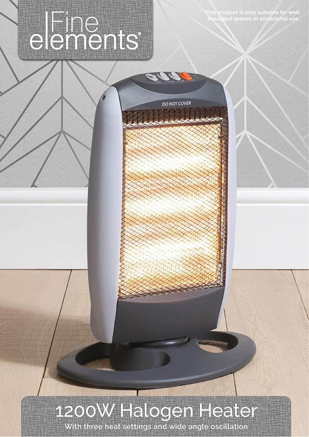High-Performance 1200w Halogen Heater with 3 Heat Settings and Wide Angle Oscillation - Professional Quality