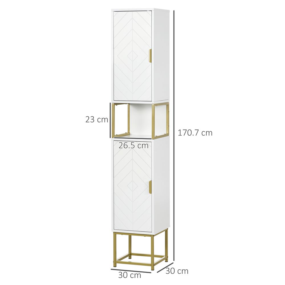 kleankin Freestanding Bathroom Cabinet Linen Towel w/ Adjustable Shelf, 2 Doors