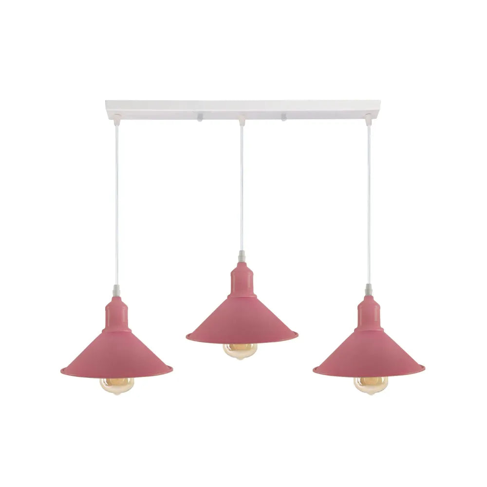Industrial Vintage Loft Kitchen Bar 3 Lights Fittings Ceiling Cone Metal E27