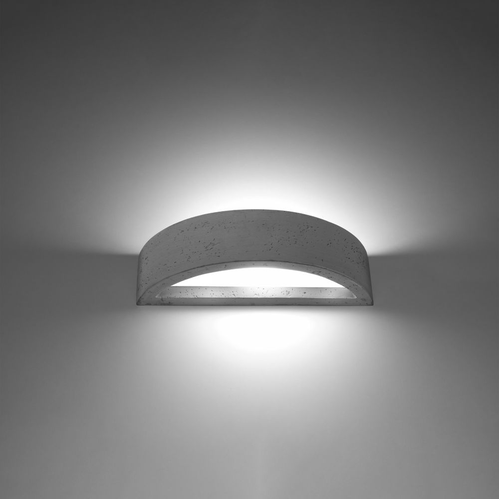 Modern Concrete & Glass Wall Lamp - Atena Design - E27 Bulb