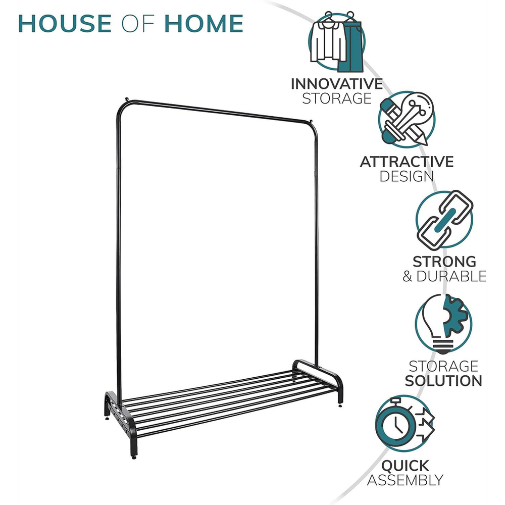Premium Black Clothes Rail with Shoe Storage