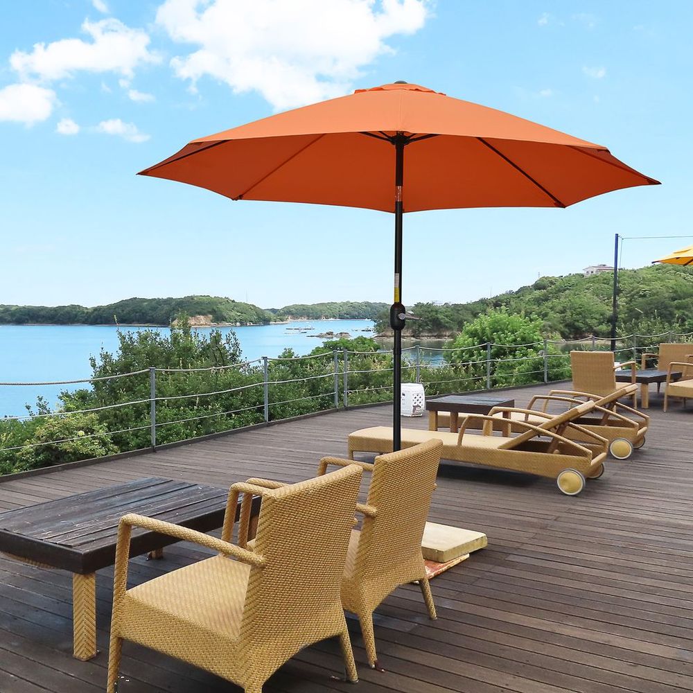 Outsunny 2.6M Patio Umbrella - Sunshade Canopy w/ Tilt & Crank Orange, Excellent Quality