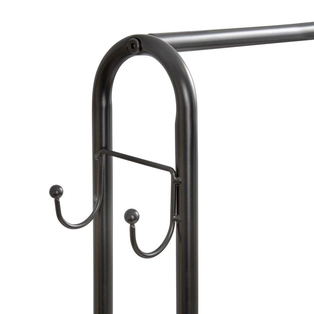 Clothes Rail Black With Two Shelves in Black Powder Coating