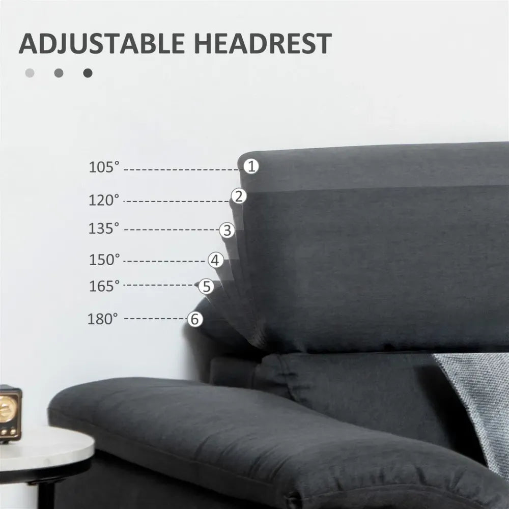 HOMCOM Corner Sofas for Living Room L Shaped Sofa with Adjustable Headrest Grey