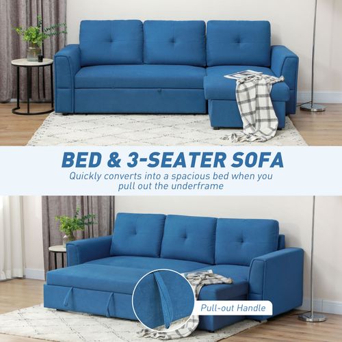HOMCOM 3 Seater Sofa Bed, Convertible Pull Out Sofa with Storage