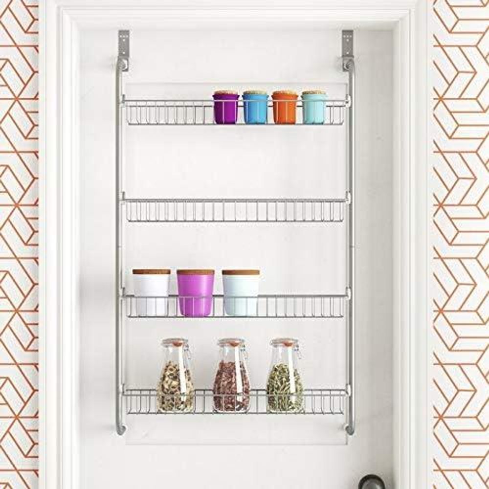 Premium Over-The-Door Hanging Rack | 4 Tiers | Pantry & Storage Cupboard | Easy Assembly