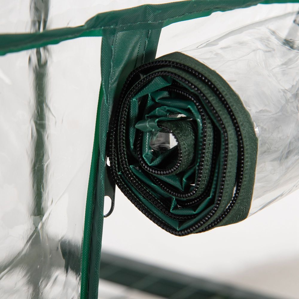 Premium 3 Tier Mini Greenhouse, Roll Up Door, Wire Shelves, 69x49x125cm