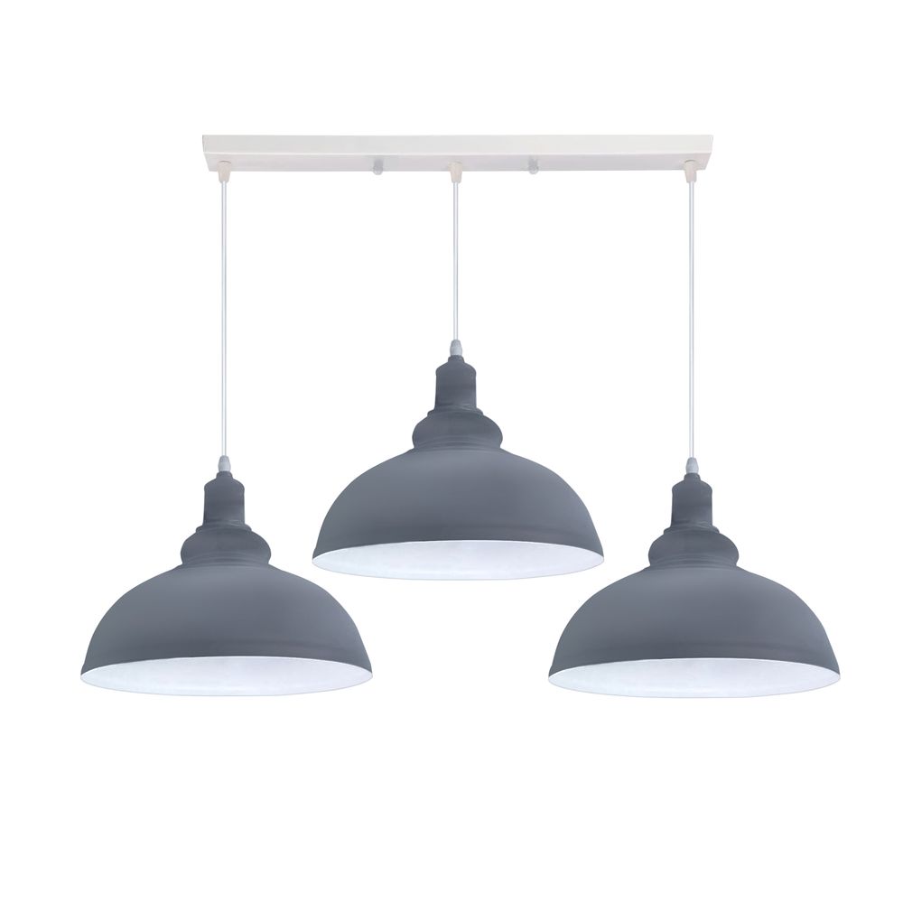 Industrial Vintage Loft Kitchen Bar 3 Lights Fittings Ceiling Curvy Metal E27