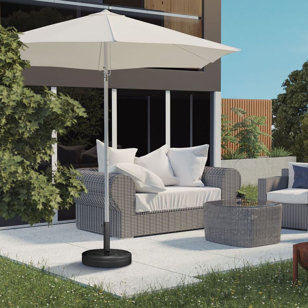 Premium Heavy-Duty Rattan-Effect Concrete Parasol Base - Securely Holds Umbrella, Perfect for Patio and Garden