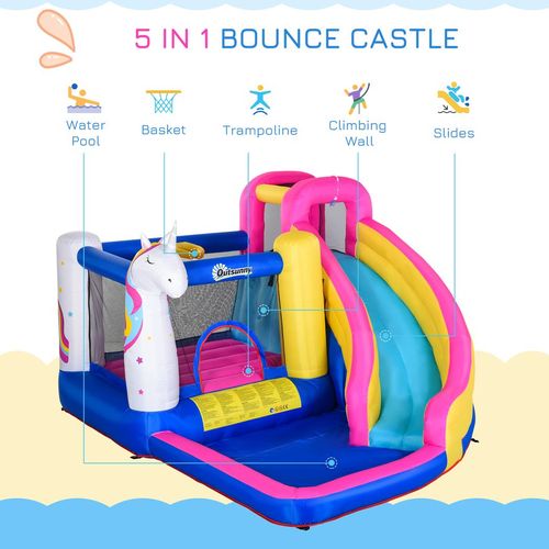 Outsunny 5 in 1 Bouncy Castle for Children with Blower, for Ages 3-8 Years