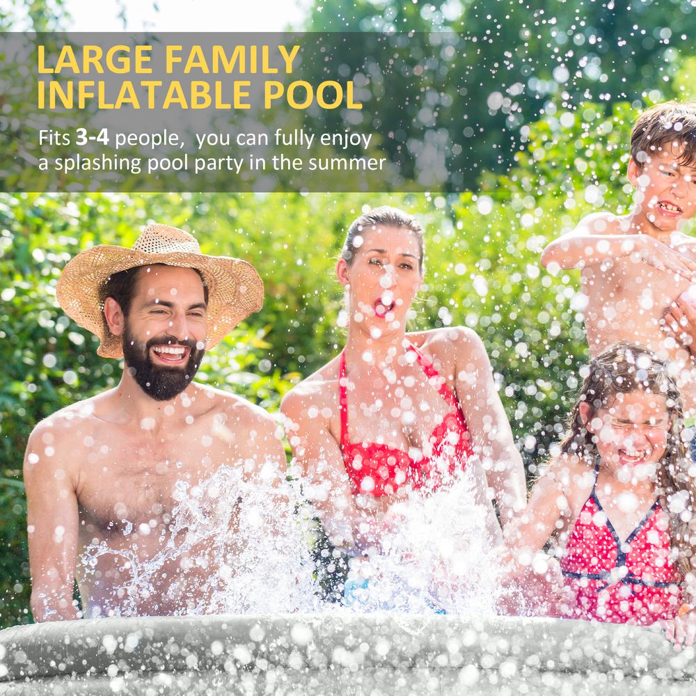 Premium 274cmx76cm Round Inflatable Swimming Pool + Hand Pump - Family-Sized for Summertime Fun