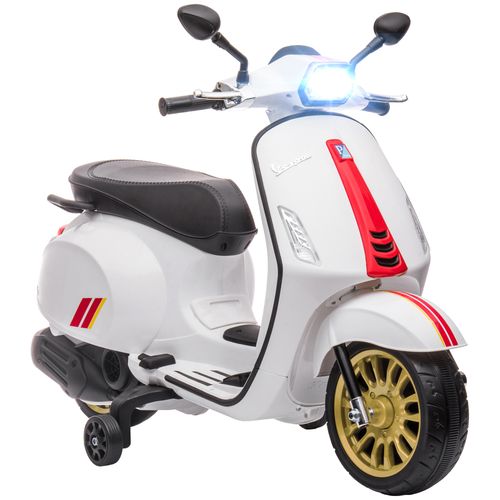 AIYAPLAY Vespa Licensed 12V Kids Electric Motorbike w/ 2 Training Wheels