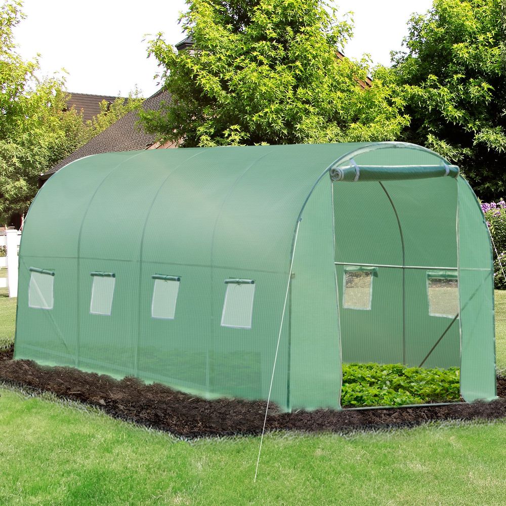 Outsunny Polytunnel Walk-in Greenhouse with Zip Door and Windows - Superior Quality Greenhouse for Optimal Plant Growth