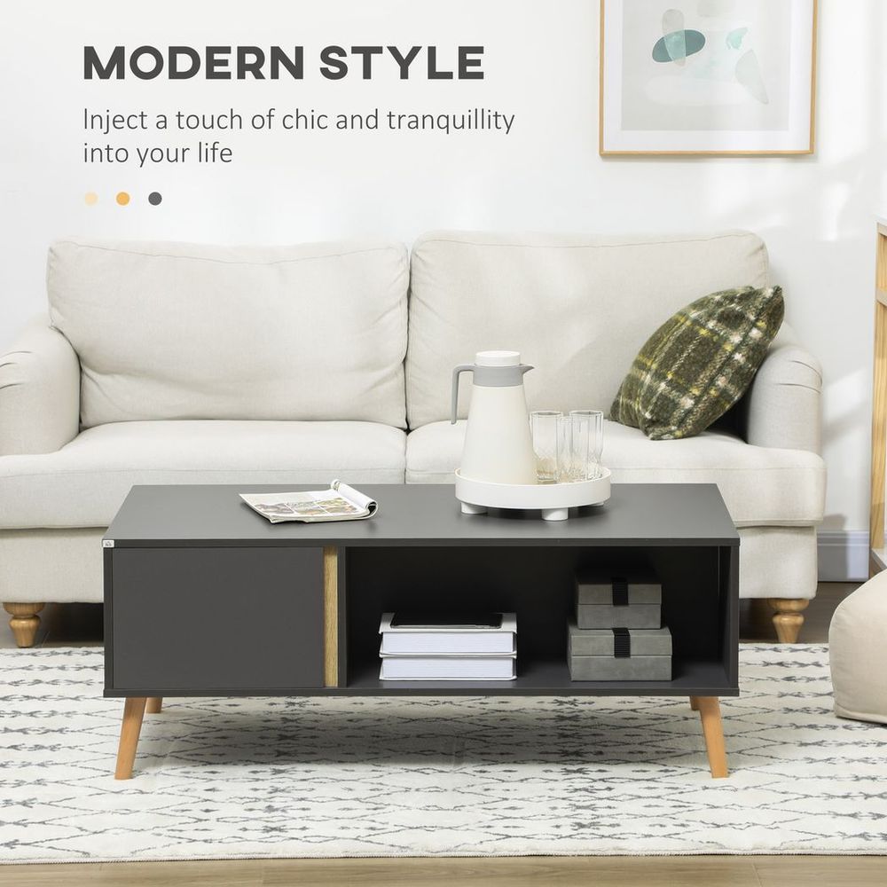 Coffee Table Modern Centre Table with Storage Rectangular Side Table Grey