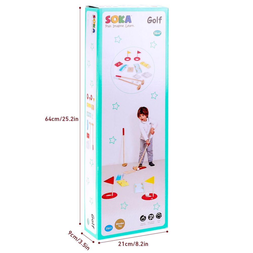 SOKA Golf Set: Indoor/Outdoor Fun, Obstacles, Educational, High Quality, 2 Clubs, 2 Balls, 2 Holes, 5 Obstacles, 5 Scorecards
