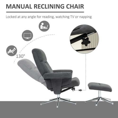 HOMCOM Recliner Chair with Footstool with Adjustable Back