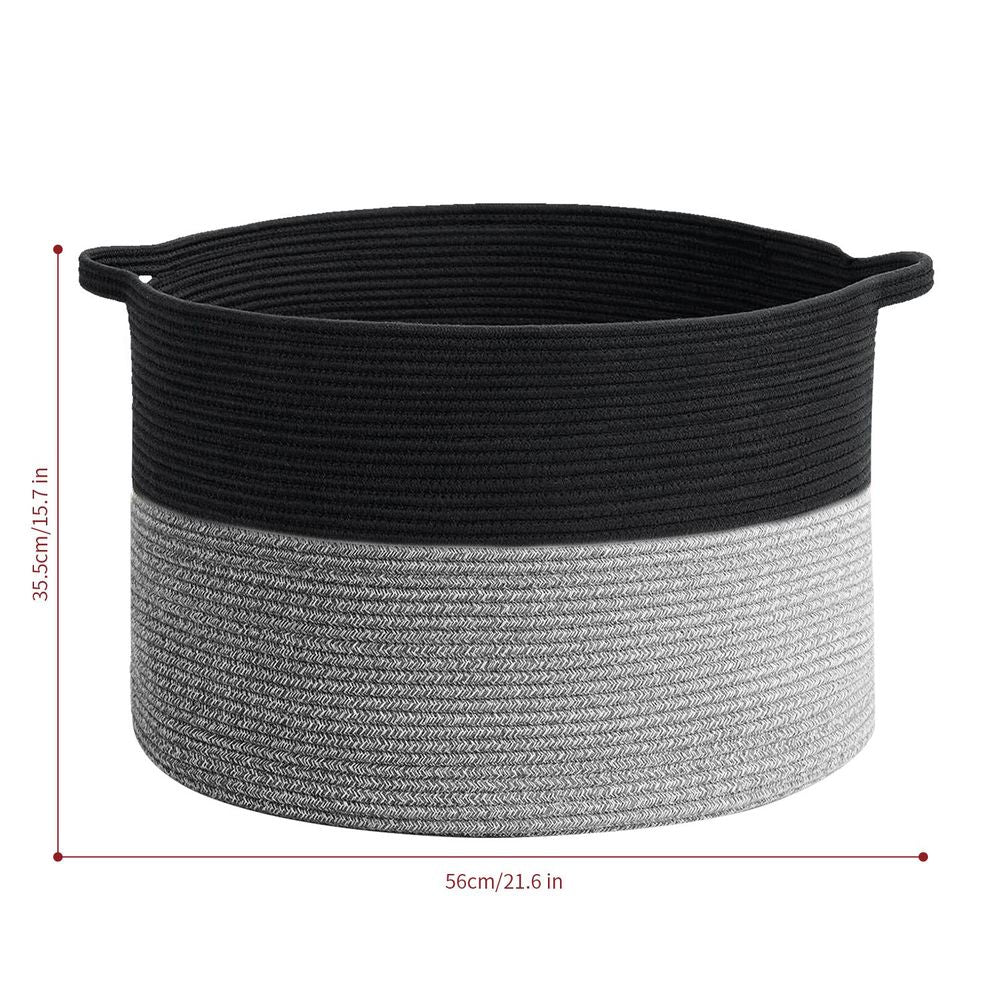 Premium Hand-Woven Laundry Basket - Black & Grey